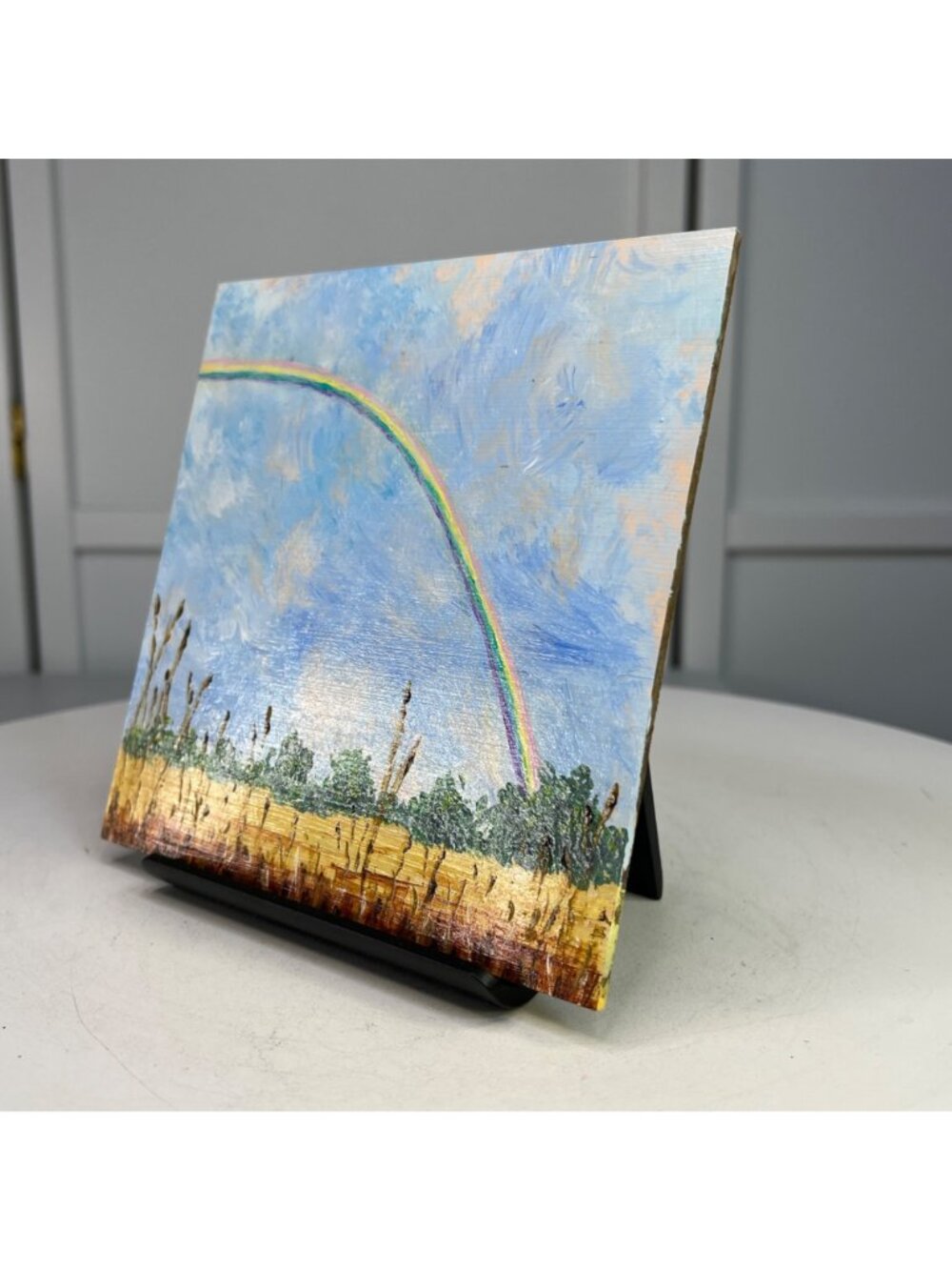 Follow Every Rainbow Original 6" x 6" Acrylic Painting Nature Theme Wall Art - Picture 5 of 13
